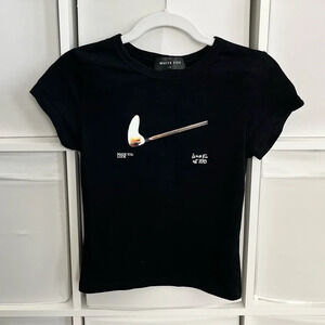 White Fox Black Graphic Tee Size Small